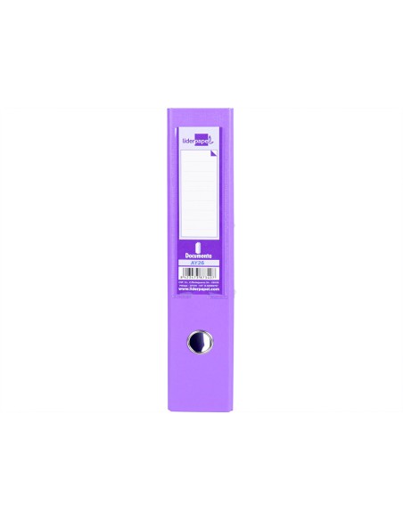 Archivador de palanca liderpapel folio documenta forrado pvc con rado lomo 75 mm lila compresor metalico