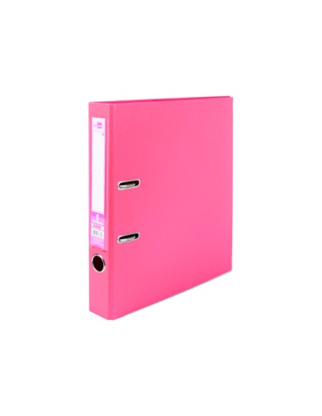 Archivador de palanca liderpapel a4 documenta forrado pvc con rado lomo 52 mm rosa compresor metalico