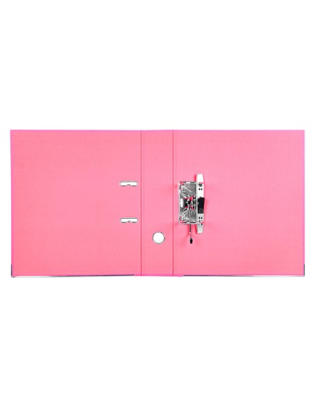 Archivador de palanca liderpapel a4 documenta forrado pvc con rado lomo 75 mm rosa compresor metalico