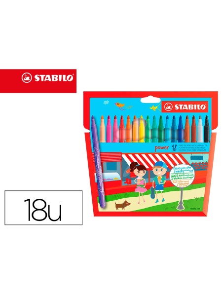 Rotulador escolar stabilo powe r caja de 18...