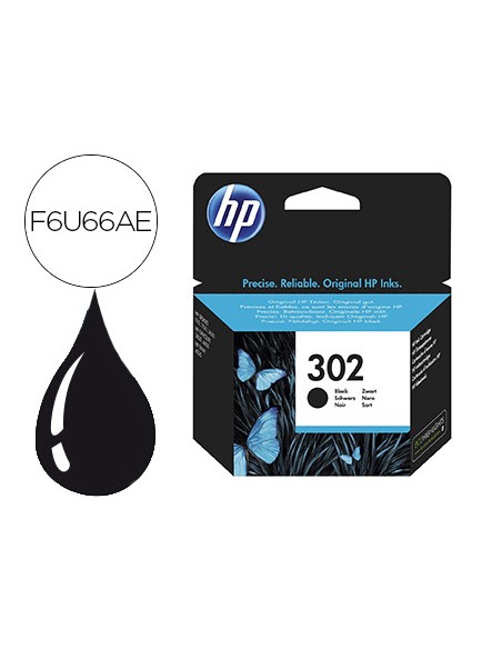 Ink-jet hp 302 deskjet 1110 / 2130 / 3630 officejet 3830 / 4650 envy 4520 negro 190 pag
