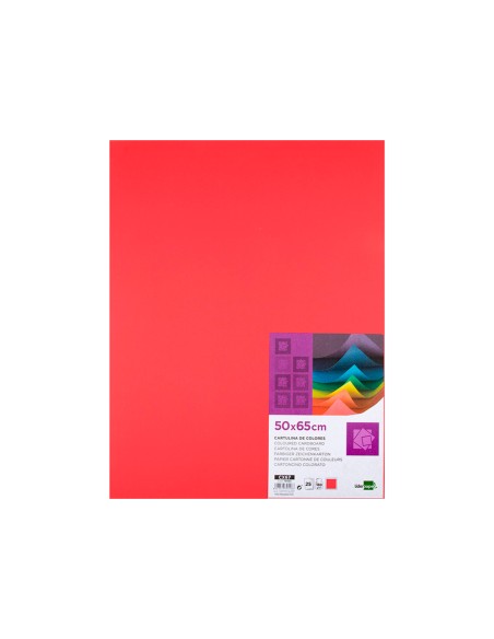 Cartulina liderpapel 50x65 cm 180g/m2 rojo paquete de 25 hojas