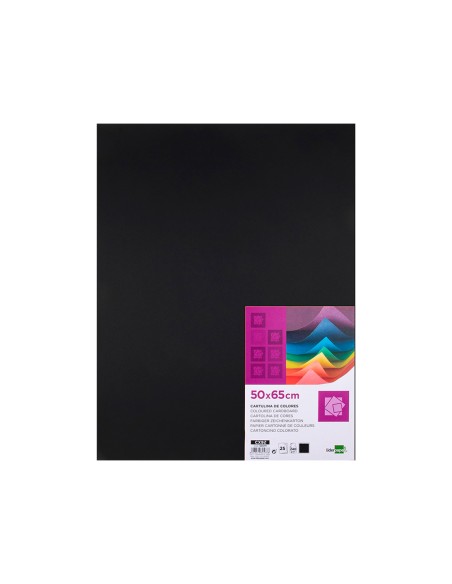 Cartulina liderpapel 50x65 cm 180g/m2 negro paquete de 25 hojas