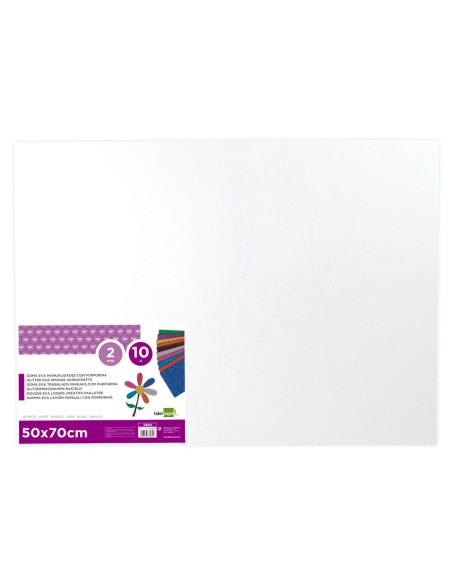 Goma eva con purpurina liderpapel 50x70cm 60g/ m2 espesor 2mm blanco