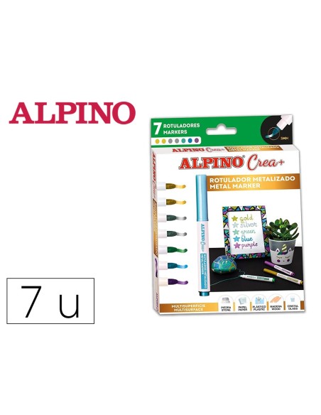 Rotulador alpino crea metalix caja de 7 colores...