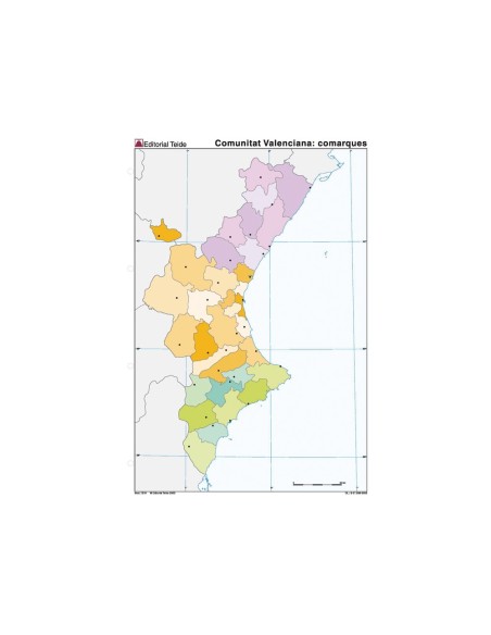 Mapa mudo color din a4 comunidad valenciana...