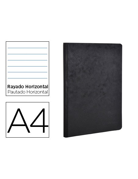 Libreta age-bag tapa cartulina lomo cosido rayado horizontal 96 hojas color negro 210x297 mm