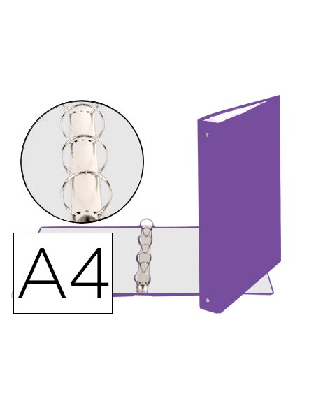 Carpeta de 4 anillas 30mm redondas exacompta din a4 carton forrado morado