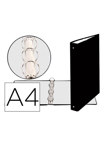 Carpeta de 4 anillas 30mm redondas exacompta din a4 carton forrado negra