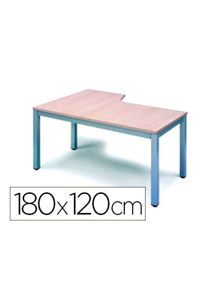 Mesa oficina rocada serie executive forma en l derecha 180x120 cm acabado ad02 aluminio/gris