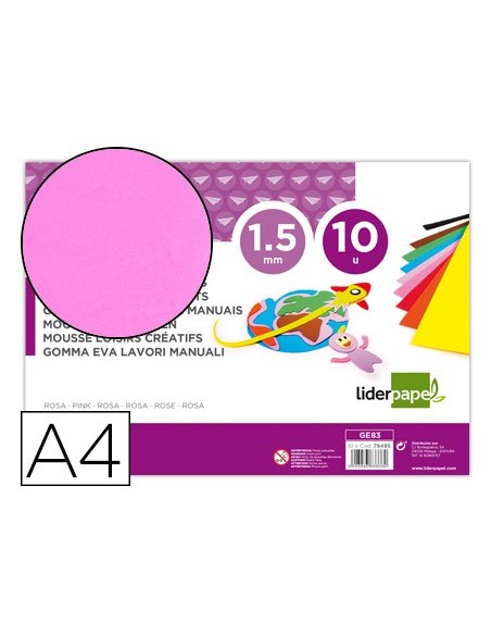 Goma eva liderpapel din a4 60g/m2 espesor 1,5mm...