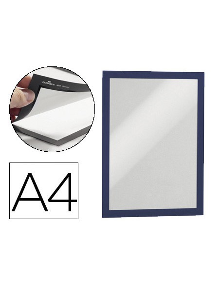 Marco porta anuncios durable magnetico din a4 dorso adhesivo removible color azul pack de 2 unidades
