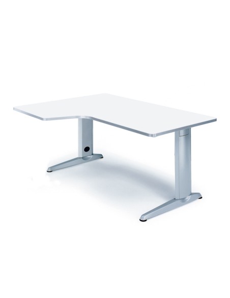 Mesa rocada serie metal 180x120 cm izquierda acabado ac02 gris