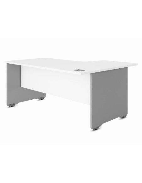 Mesa rocada serie work 160x120 cm derecha acabado ab04 aluminio/blanco