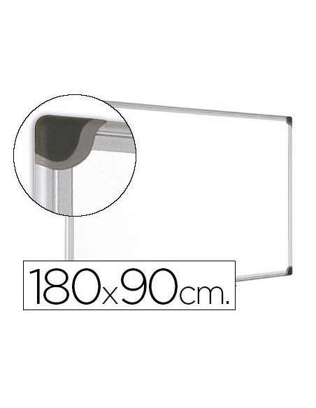 Pizarra blanca bi-office magnetica maya w ceramica vitrificada marco de aluminio 180 x 90 cm con bandeja para