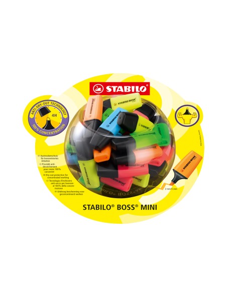 Rotulador stabilo boss mini fluorescente expositor bombonera de 50 unidades colores surtidos