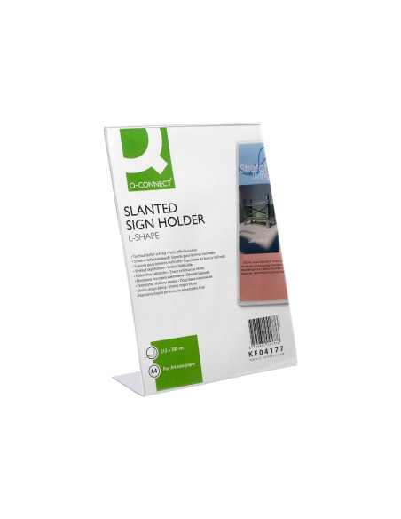 Expositor sobremesa q-connect con forma de l metacrilato tamaño 213x300 mm