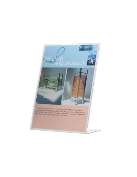 Expositor sobremesa q-connect con forma de l metacrilato tamaño 213x300 mm