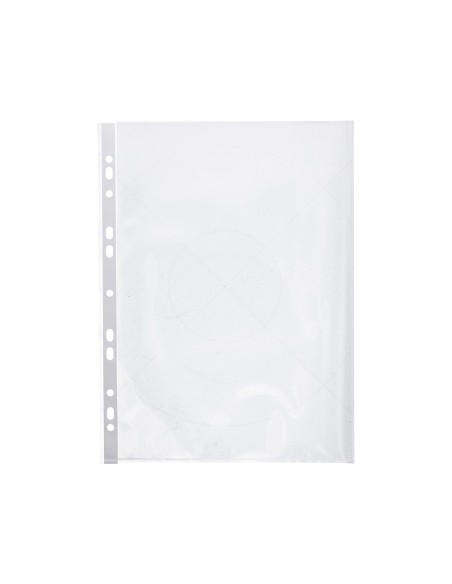 Funda multitaladro q-connect din a4 80 micras cristal bolsa de 25 unidades con apertura superior y lateral izquierda