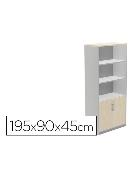 Armario rocada con cuatro estante y dos puertas inferiores serie store 195x90x45 cm acabado ab01