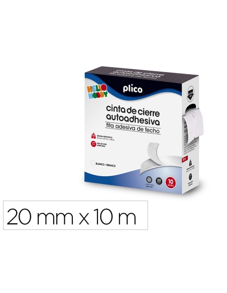 Cinta de cierre adhesiva plico velcro blanco 20mm x 10m