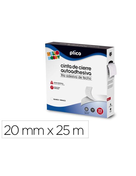 Cinta de cierre adhesiva plico velcro blanco 20mm x 25m