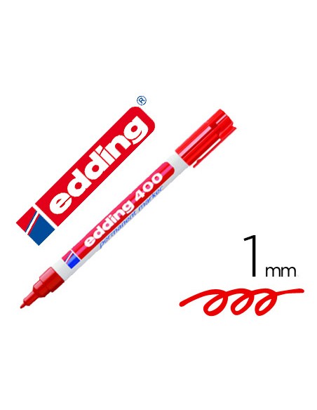 Rotulador edding marcador permanente 400 rojo punta redonda 1 mm