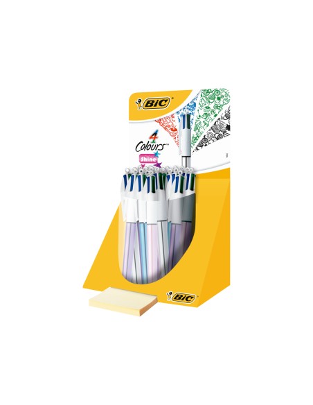 Boligrafo bic cuatro colores shine colores metalizados punta de 1 mm presentación en expositor