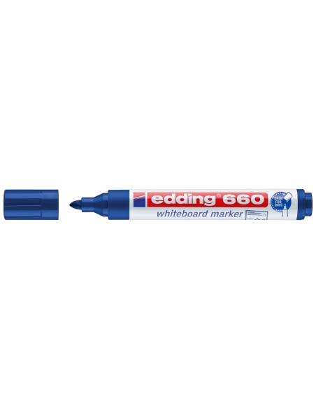 Rotulador edding para pizarra blanca 660 color azul punta redonda 1,5-3 mm recargable