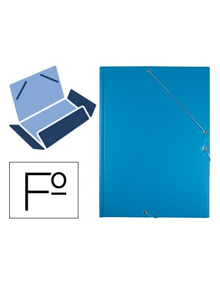 Carpeta liderpapel gomas folio 3 solapas carton forrado pvc azul