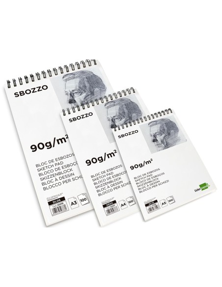 Bloc dibujo liderpapel esbozos espiral a5 148x210 mm 100 hojas 90gr/m2 sin recuadro