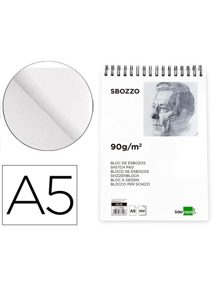 Bloc dibujo liderpapel esbozos espiral a5...