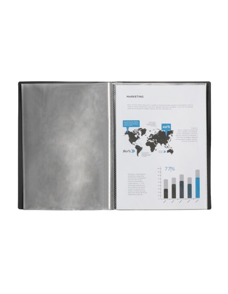 Carpeta liderpapel escaparate 20 fundas pvc folio negro