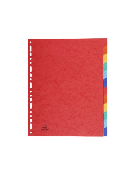 Separador exacompta cartulina simil prespan juego de 12 separadores din a4+ multitaladro colores vivos