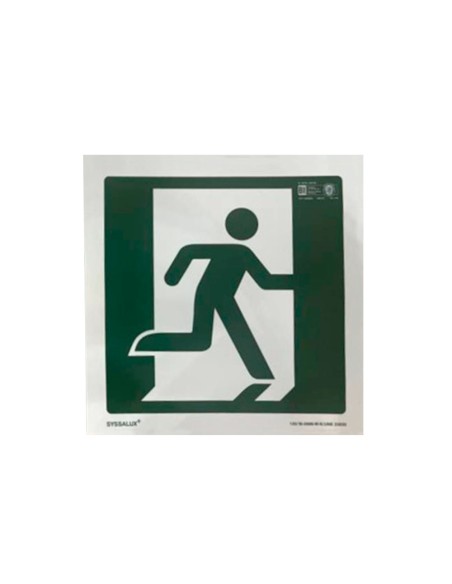 Pictograma syssa señal de salida de emergencia derecha en pvc fotoluminiscente 224x224 mm