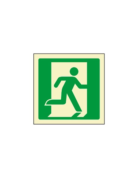 Pictograma syssa señal de salida de emergencia derecha en pvc fotoluminiscente 224x224 mm