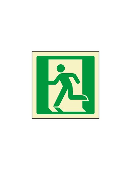 Pictograma syssa señal de salida de emergencia izquierda en pvc fotoluminiscente 224x224 mm