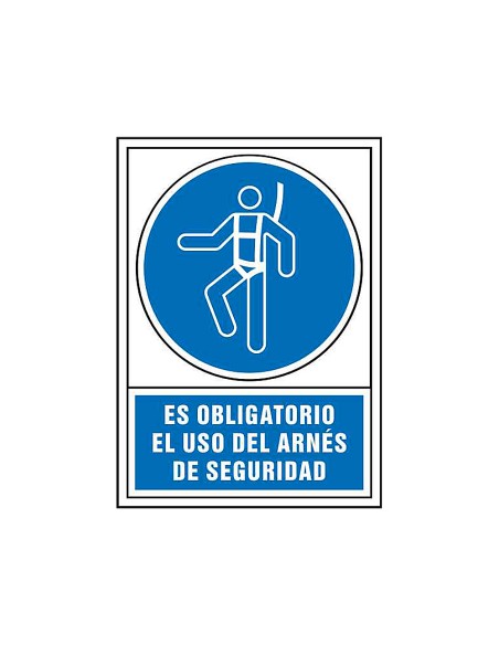 Pictograma syssa señal de obligacion es obligatorio el uso de arnes de seguridad en pvc 245x345 mm
