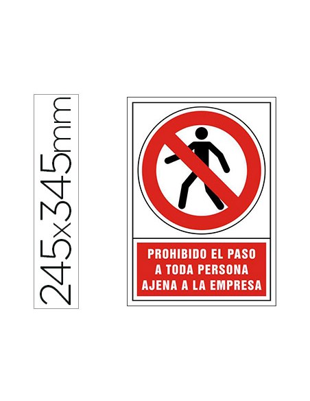 Pictograma syssa señal de prohibicion prohibido el paso a toda persona ajena a la empresa en pvc 245x345 mm