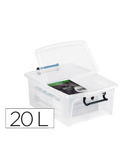 Contenedor plastico cep 20 litros 190x460x170 mm transparente con tapa y cierre hermetico