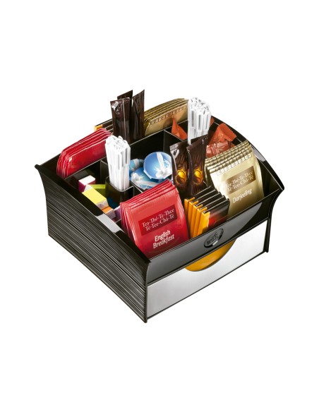 Bandeja organizadora cep con 9 compartimentos poliestireno color negro especial para snack 205x216x126 mm