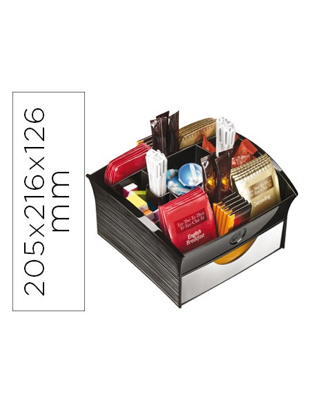 Bandeja organizadora cep con 9 compartimentos poliestireno color negro especial para snack 205x216x126 mm