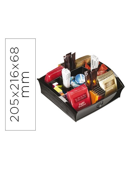 Bandeja organizadora cep con 9 compartimentos poliestireno color negro especial para snacks 205x216x68 mm