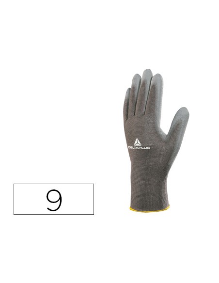 Guantes deltaplus poliester antideslizante lavable especial para manipulacion y manutencion gris talla 9