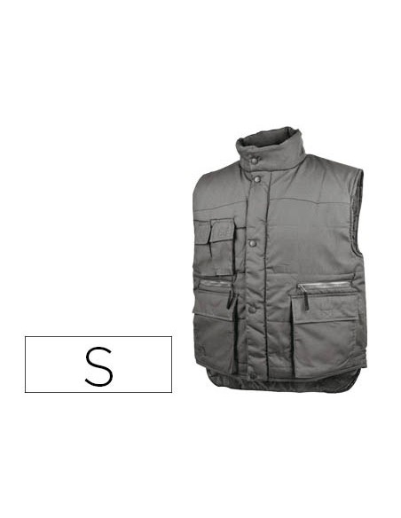 Chaleco deltaplus multibolsillos con cremallera cintura elastica protege riñones gris verde talla s