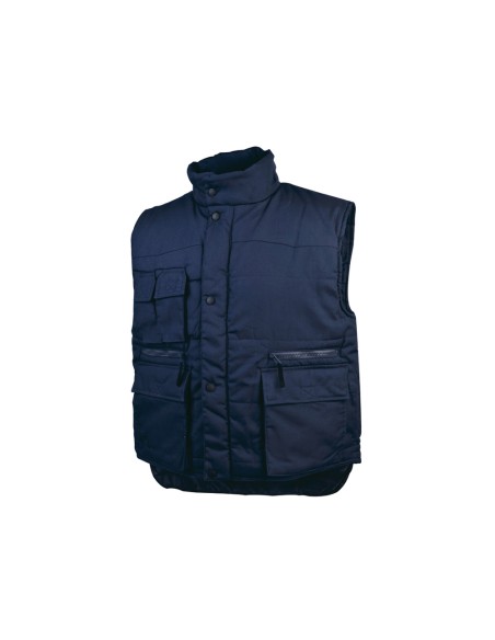 Chaleco deltaplus multibolsillos con cremallera cintura elastica color azul naranja talla xl