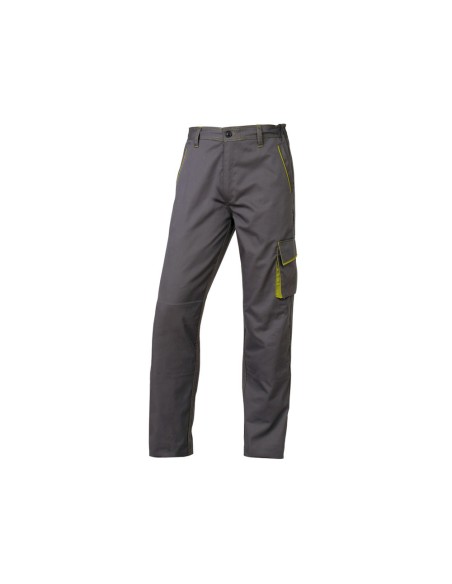 Pantalon de trabajo deltaplus cintura ajustable 5 bolsillos color gris verde talla xs