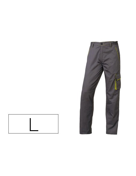 Pantalon de trabajo deltaplus cintura ajustable 5 bolsillos color gris verde talla l talla l