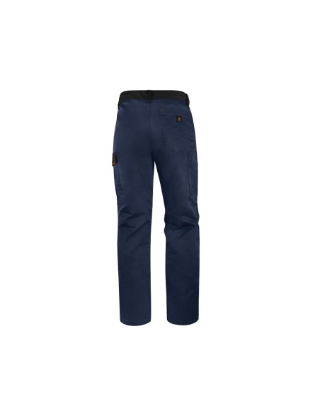 Pantalon de trabajo deltaplus cintura ajustable 5 bolsillos color azul naranja talla m
