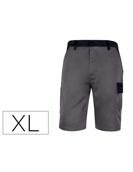Pantalon de trabajo deltaplus bermuda cintura ajustable 5 bolsillos color gris talla xl
